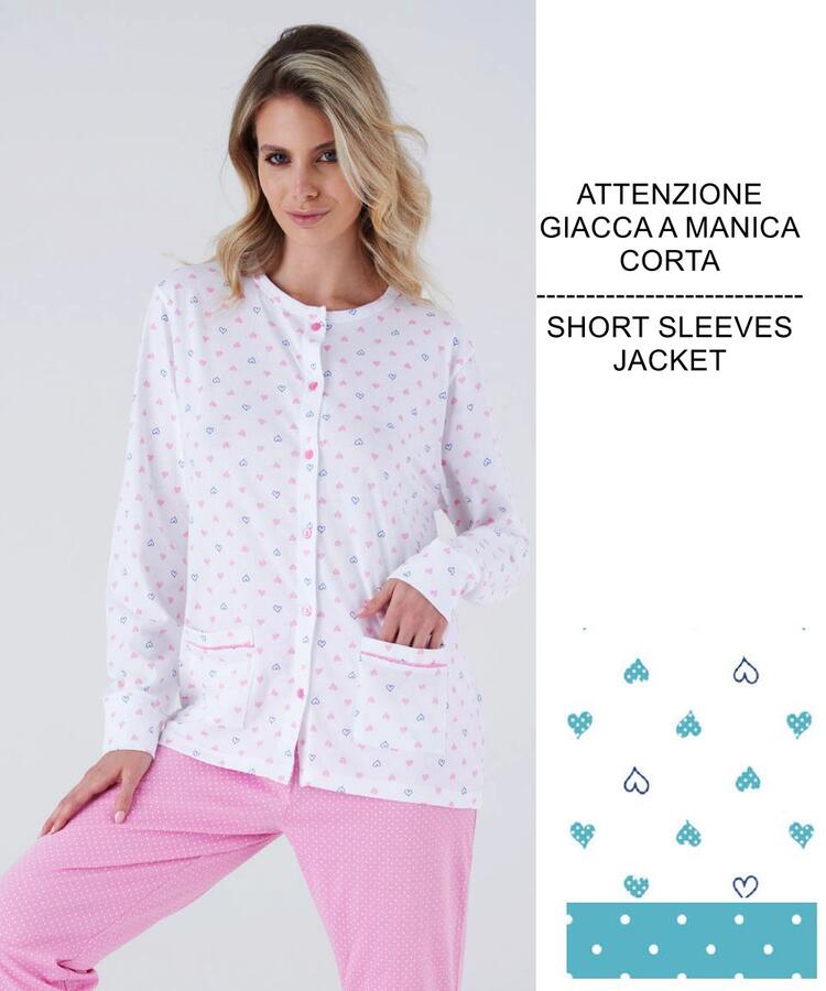 Pigiama donna aperto a manica corta in jersey di cotone Karelpiu' KC8156 KarelPiù
