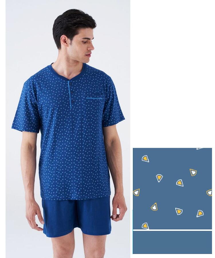 Karelpiu' KC8214 CALIBRATED Herren-Pyjama aus Baumwolljersey KarelPiù
