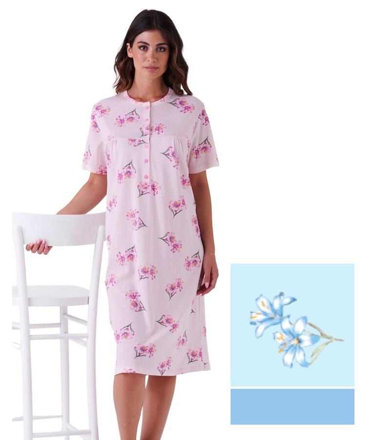 Camicia da notte donna a manica corta Karelpiu' KE0009 KarelPiù