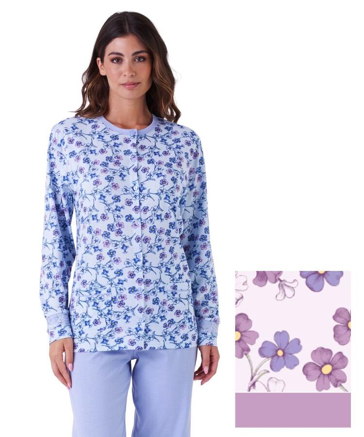 Pigiama donna aperto in jersey di cotone Karelpiu' KE0013 KarelPiù