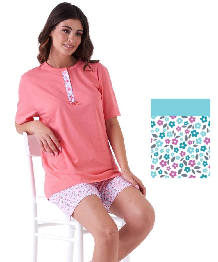 Pigiama donna a manica corta in jersey di cotone Karelpiu' KE0036 KarelPiù