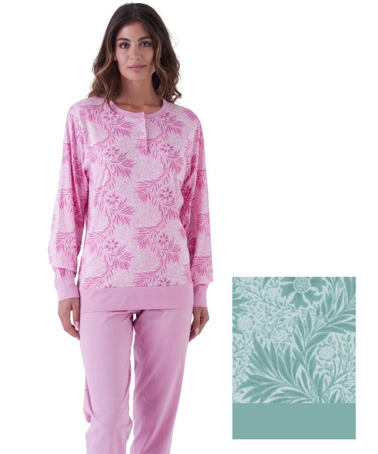 Pigiama donna a serafino in jersey di cotone Karelpiu' KE0045 KarelPiù