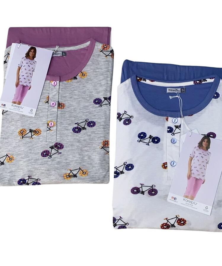 Pigiama donna a manica corta e pinocchietto in cotone Karelpiu' KE0112 KarelPiù
