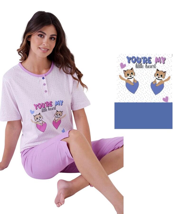 Pigiama donna a manica corta e pinocchietto in cotone Karelpiu' KE0143 KarelPiù