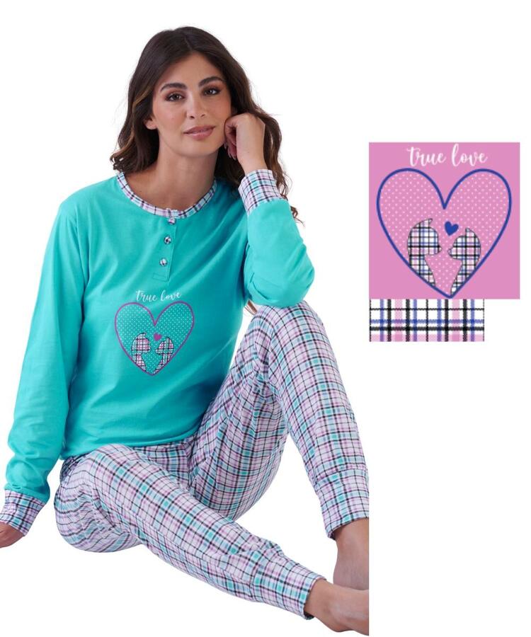 Pigiama donna a serafino in jersey di cotone Karelpiu' KE0144 KarelPiù