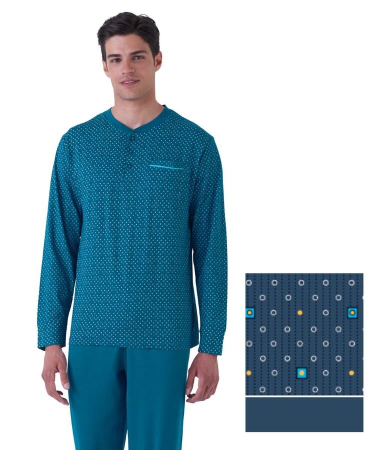 Pigiama uomo a manica lunga in jersey di cotone Karelpiu' KE0200 KarelPiù