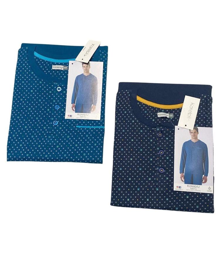 Pigiama uomo a manica lunga in jersey di cotone Karelpiu' KE0200 KarelPiù