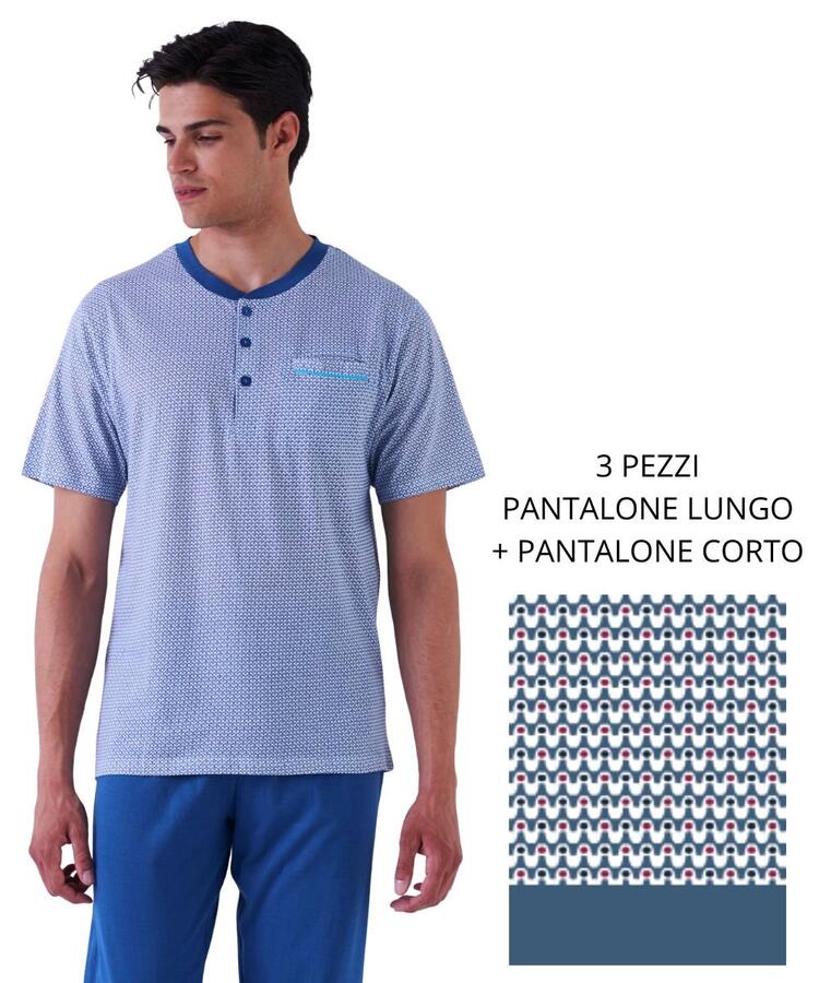 Pigiama uomo 3 PEZZI in jersey di cotone Karelpiu' KE0219 KarelPiù