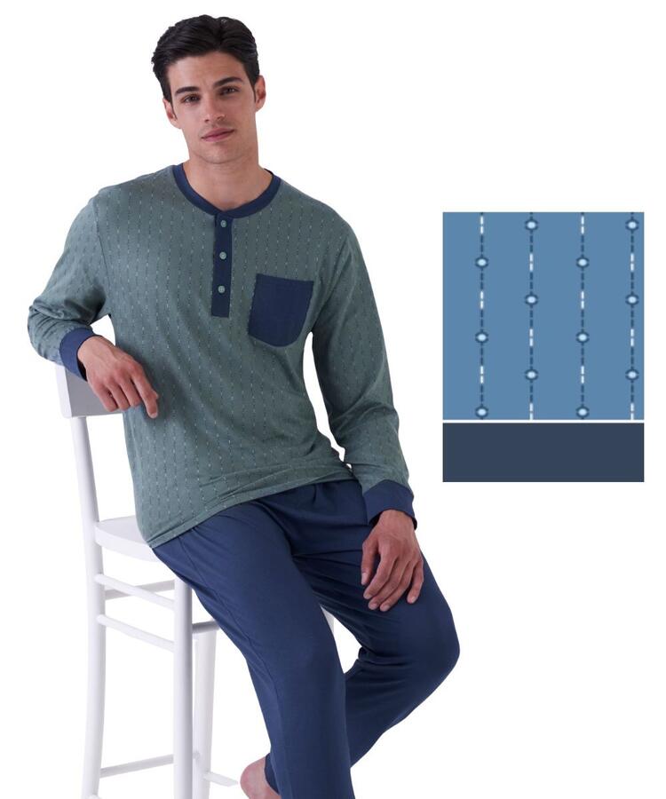 Pigiama uomo a manica lunga in jersey di cotone Karelpiu' KE0223 KarelPiù