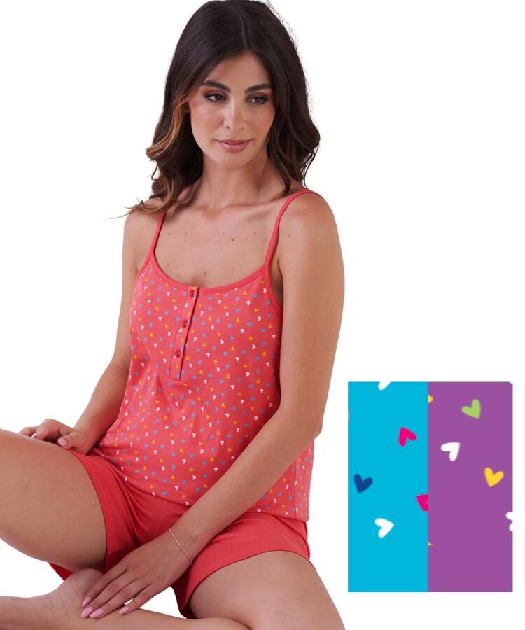 Pigiama donna a spallina stretta e pantaloncino corto Karelpiu' KE0316 KarelPiù