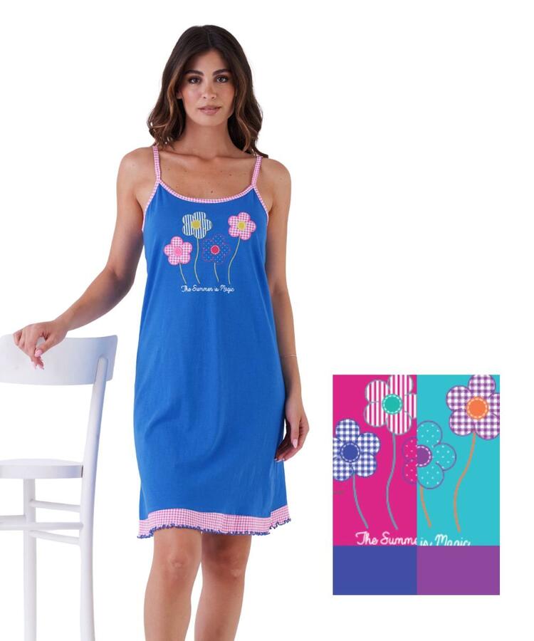 Camicia da notte donna a spalla stretta Karelpiu' KE0329 KarelPiù