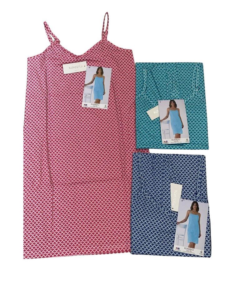 Camicia da notte donna a spalla stretta fantasia Karelpiu' KE0334 KarelPiù