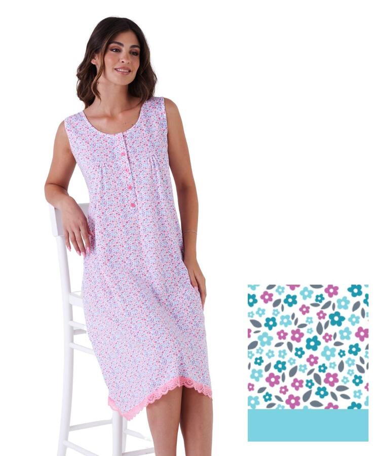 Camicia da notte donna calibrata in jersey di cotone a spalla larga Karelpiu' KE0338 KarelPiù