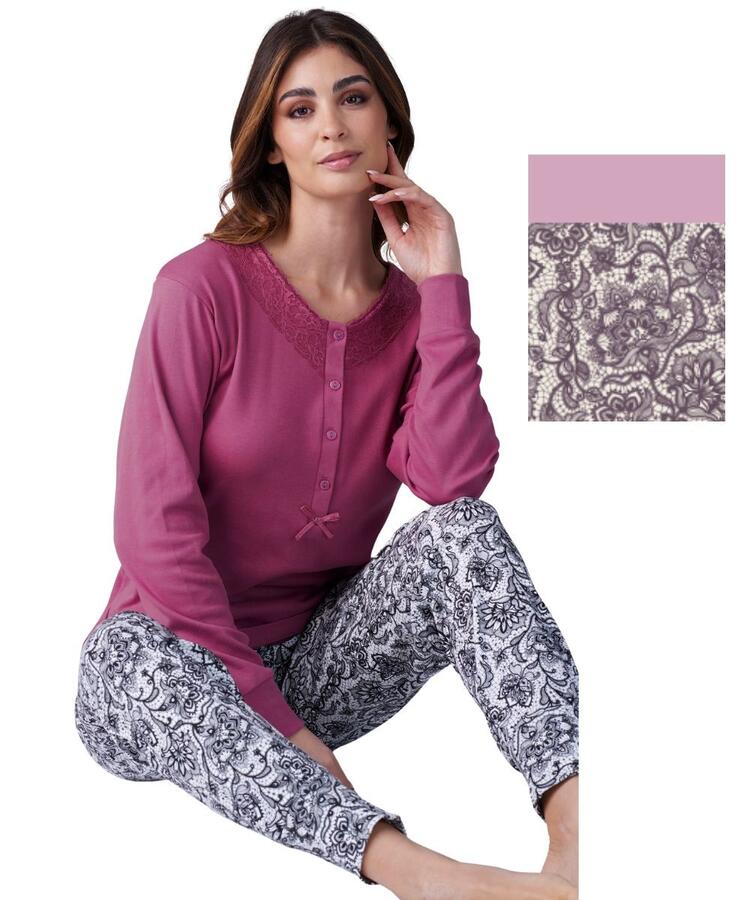 Pigiama donna in jersey di cotone caldo Karelpiu' KF9043 KarelPiù