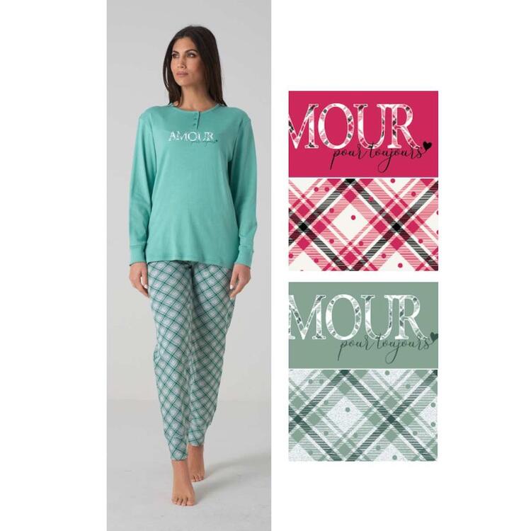 Karelpiu' KF5053 Women's Warm Cotton Jersey Pyjamas KarelPiù