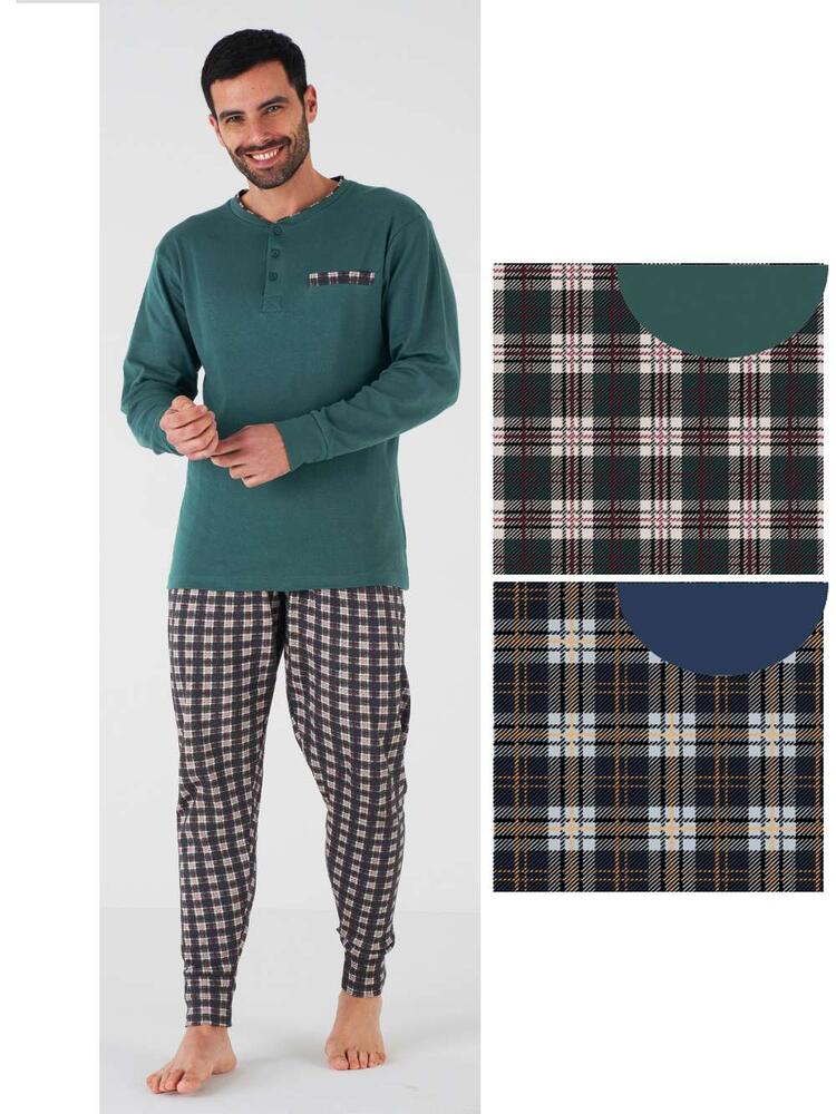 Karelpiu' KF5127 men's warm cotton jersey pajamas KarelPiù