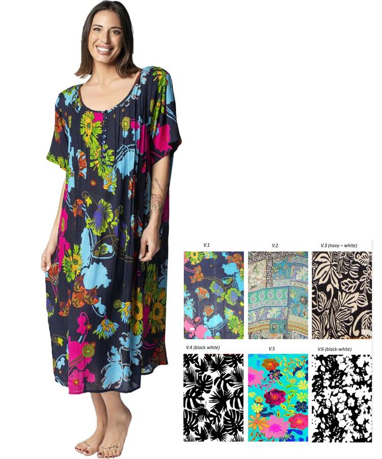 ABITO DONNA IN VISCOSA CREPE GIROCOLLO MANICA CORTA MARILA KF702 MARILA