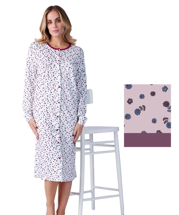 Camicia da notte donna clinica in jersey di cotone caldo Karelpiu' KF9012 KarelPiù