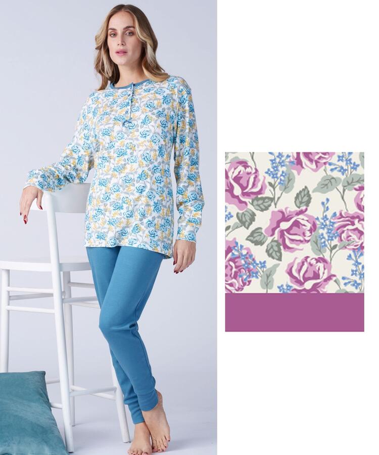 Pigiama donna in jersey di cotone caldo Karelpiu' KF9022 KarelPiù