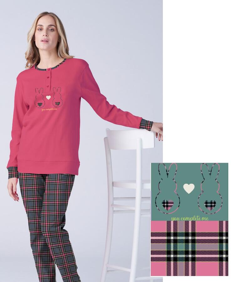 Pigiama donna in jersey di cotone caldo Karelpiu' KF9070 KarelPiù