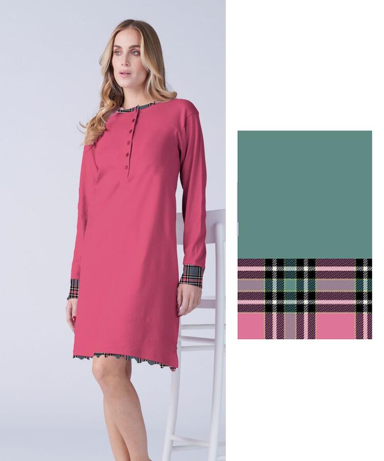 Camicia da notte donna in jersey di cotone caldo Karelpiu' KF9071 KarelPiù