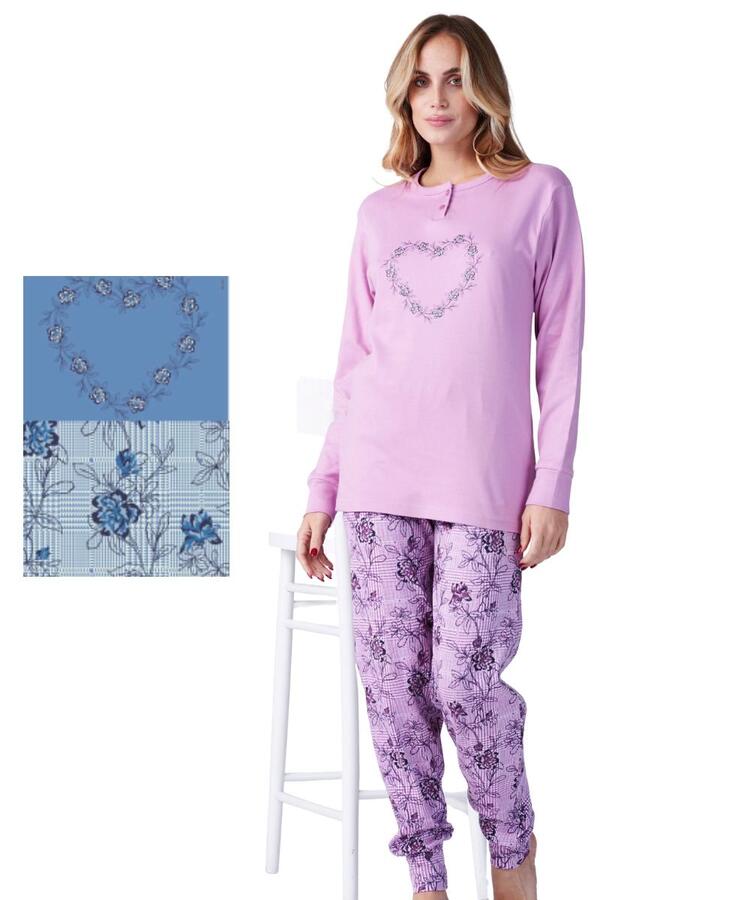 Pigiama donna in calda felpa di cotone Karelpiu' KF9078 KarelPiù