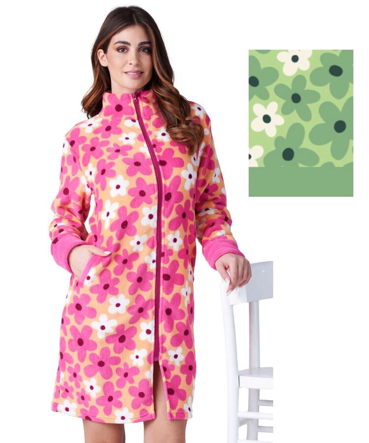 Vestaglia donna con zip in caldo pile coral Karelpiu' KF9214 KarelPiù