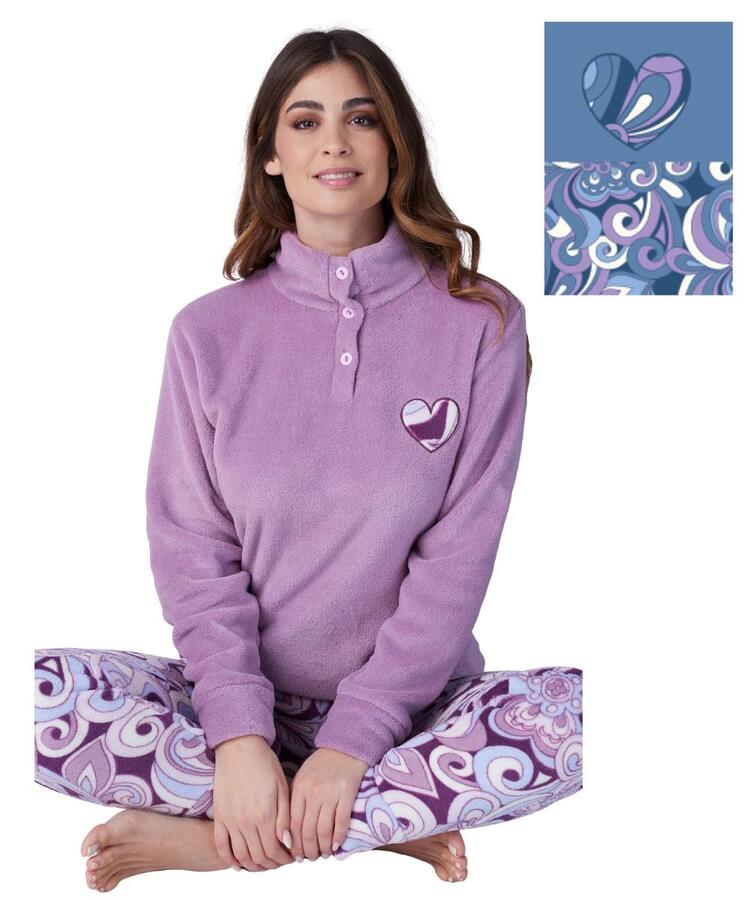 Pigiama donna in caldo pile coral Karelpiu' KF9225 KarelPiù