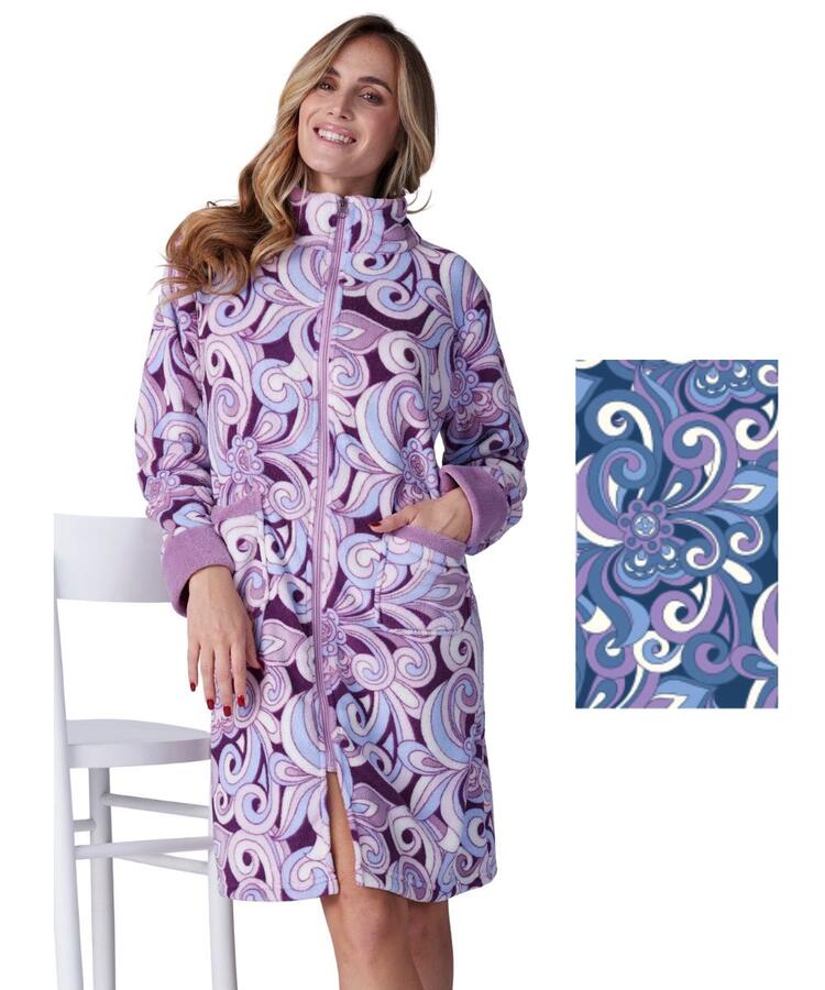 Vestaglia donna con zip in caldo pile coral Karelpiu' KF9226 KarelPiù