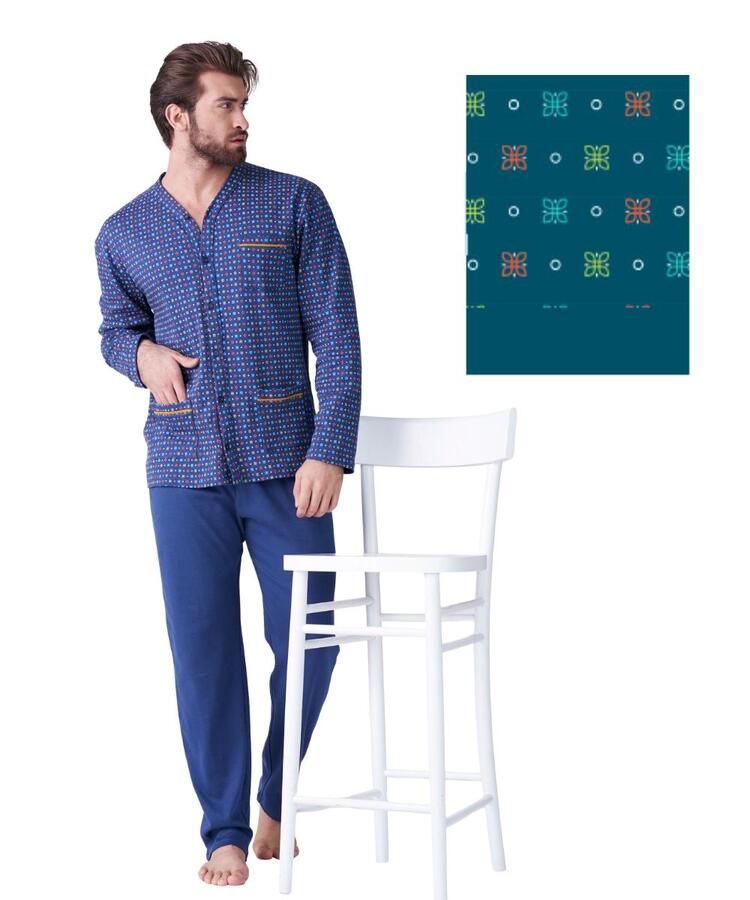 Pigiama uomo aperto in jersey di cotone caldo Karelpiu' KF9310 KarelPiù