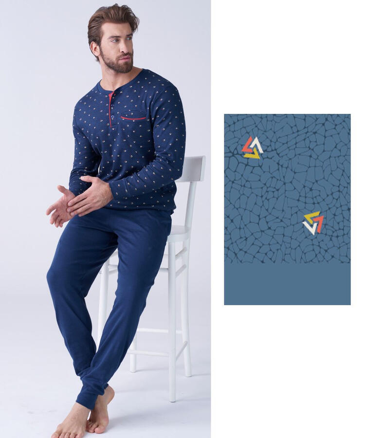 Pigiama uomo in jersey di cotone caldo Karelpiu' KF9314 KarelPiù