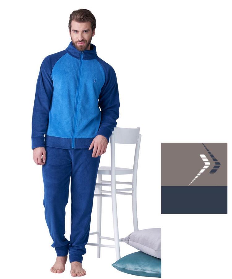 Pigiama uomo con zip in caldo PILE coral Karelpiu' KF9368 KarelPiù