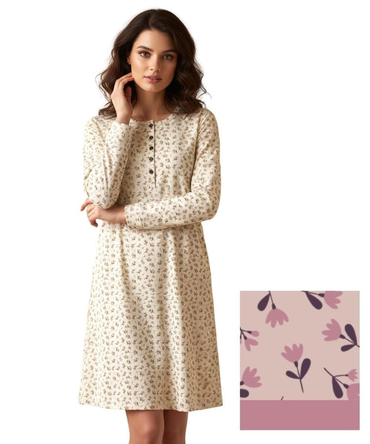 Camicia da notte donna in jersey di cotone caldo Karelpiu' KI1011 KarelPiù