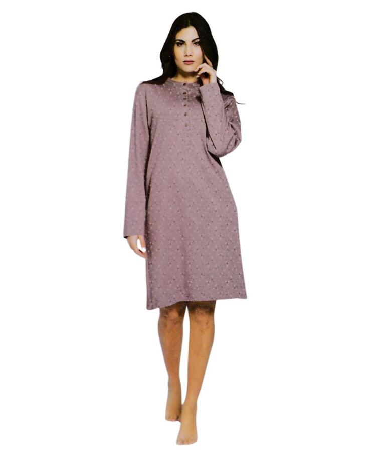 Camicia da notte donna calibrata in jersey di cotone caldo Karelpiu' KI9097 KarelPiù