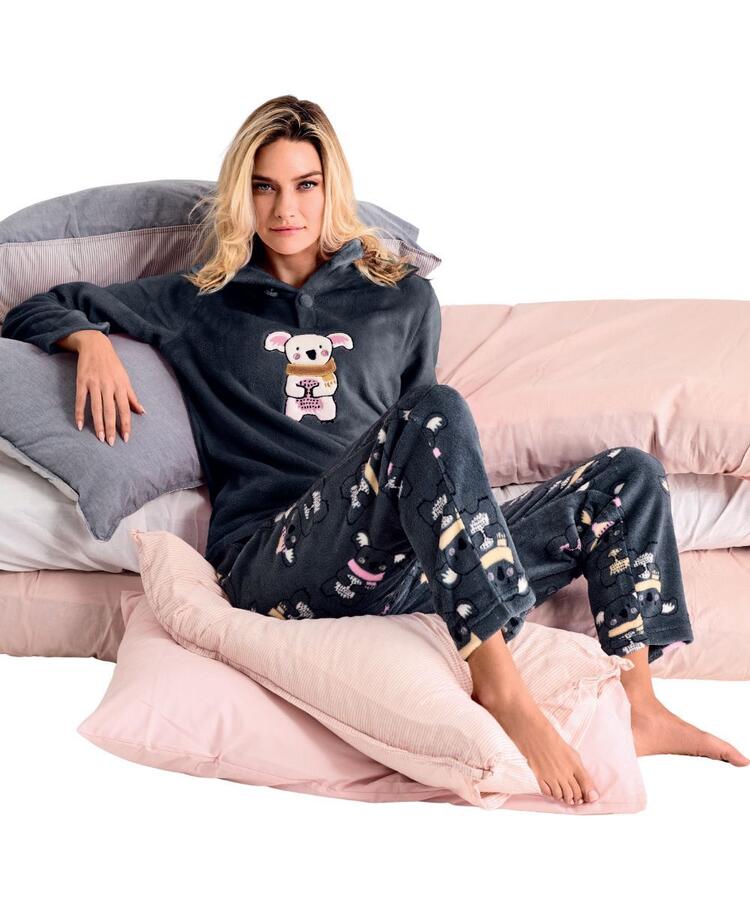 Pigiama donna in caldo pile coral Infiore Koala KLO653006 Infiore