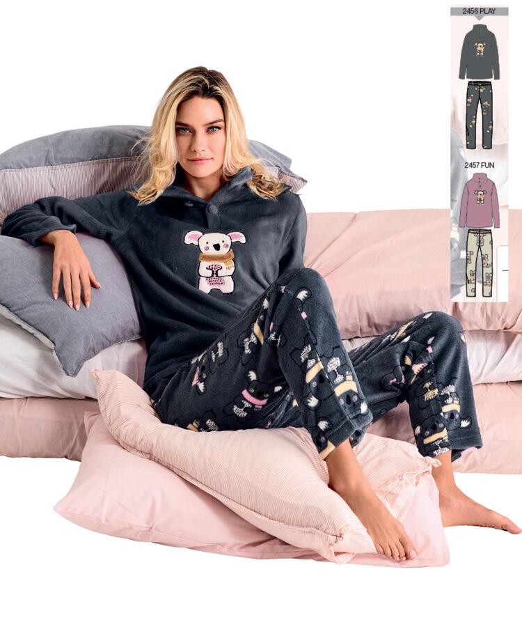 Pigiama donna in caldo pile coral Infiore Koala KLO653006 Infiore