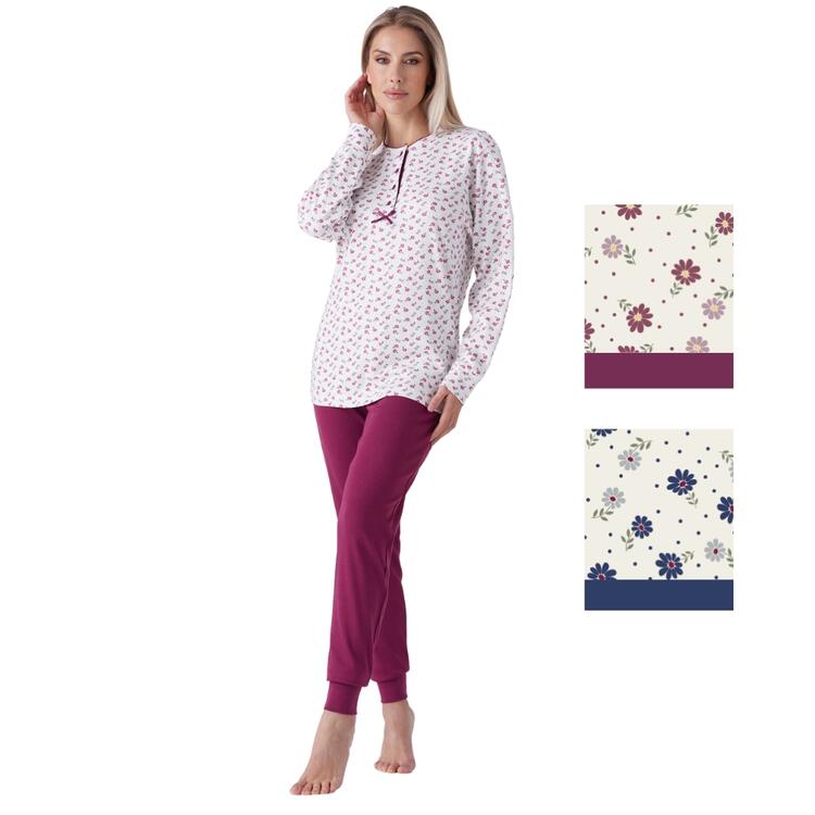 Women's calibrated pajamas in warm cotton jersey Karelpiu' KY7024 KarelPiù