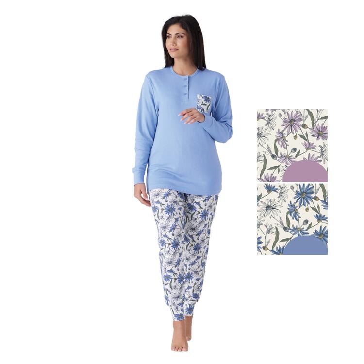 Karelpiu' KY7033 Women's Warm Cotton Jersey Pyjamas KarelPiù