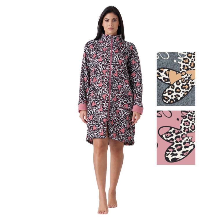 Vestaglia donna con zip in caldo pile coral Karelpiu' KF7227 KarelPiù