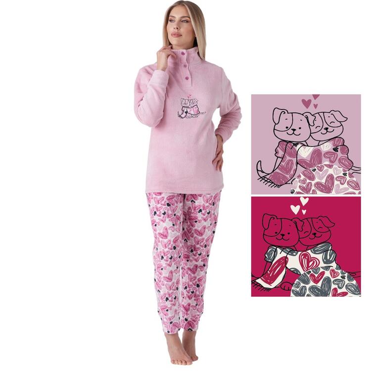 Women's pajamas in warm coral fleece Karelpiu' KF7243 KarelPiù