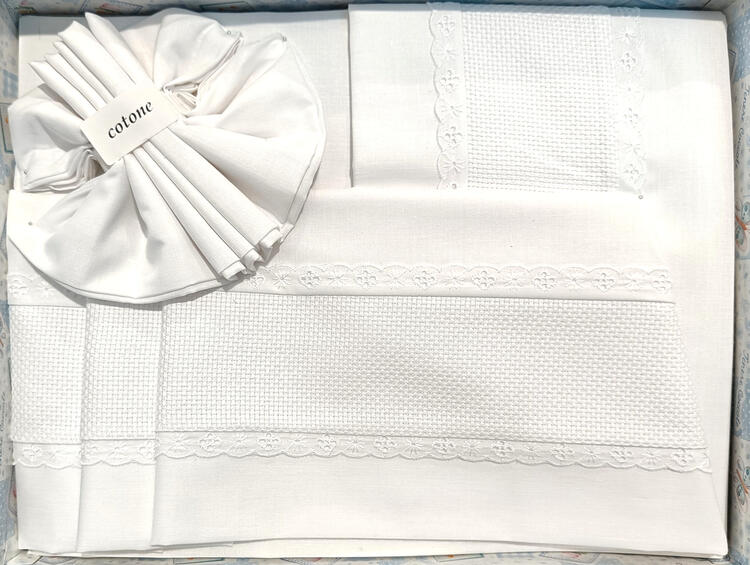 COMPLETO LETTINO 3 PEZZI IN TELA AIDA DA RICAMARE Linea Baby
