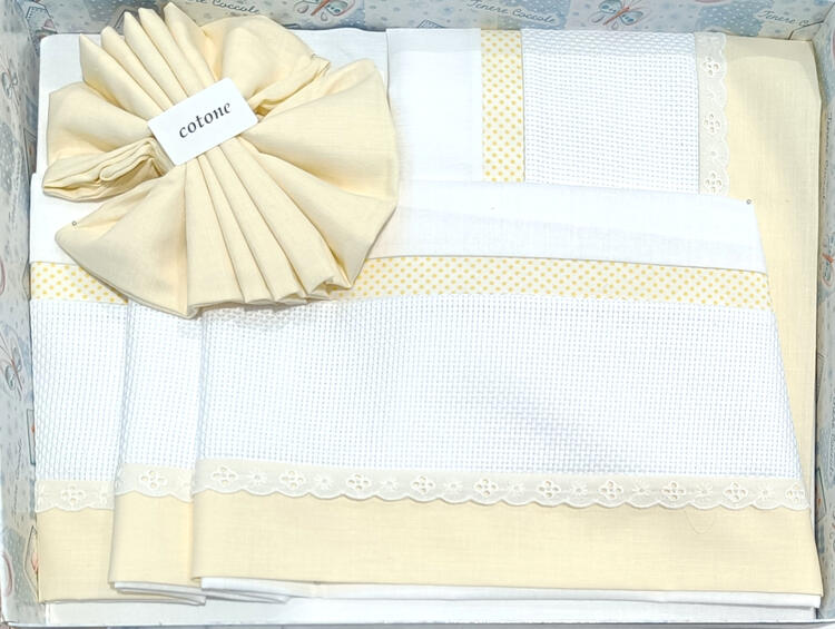 COMPLETO LETTINO 3 PEZZI IN TELA AIDA DA RICAMARE Linea Baby