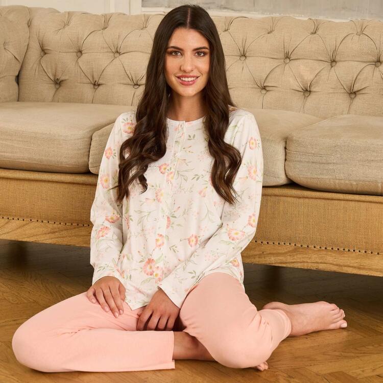 PIGIAMA APERTO A MANICA LUNGA IN JERSEY DI COTONE LINCLALOR 75371 Linclalor