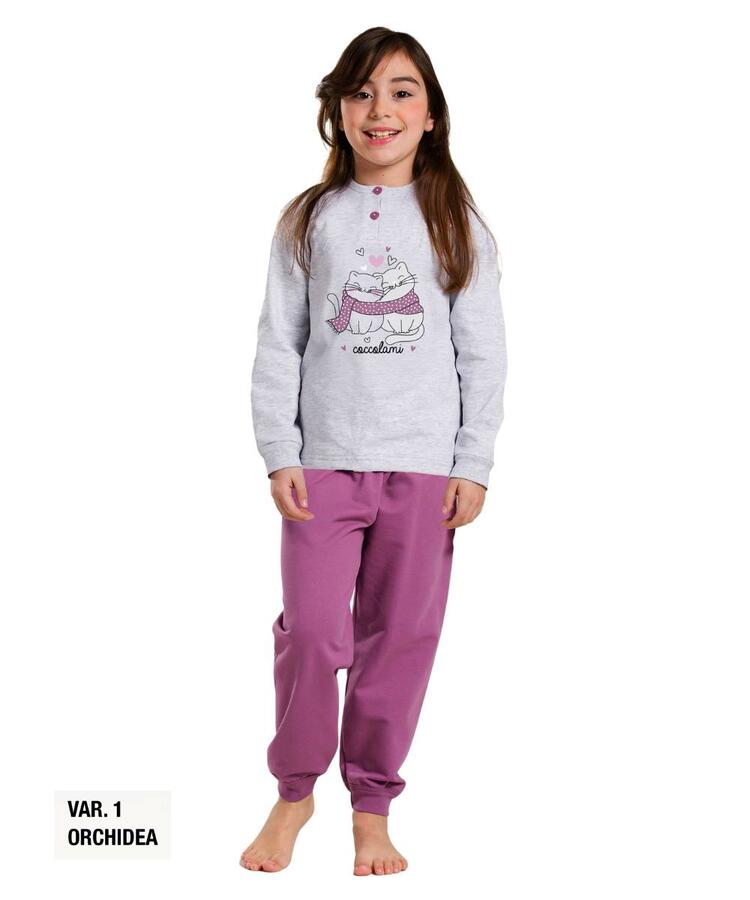 Pigiama da bambina in CALDO cotone Martellina M2008 Martellina