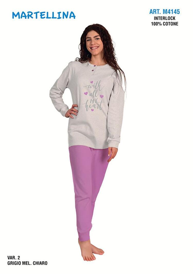Pigiama da ragazza in CALDO cotone Martellina M4145 Martellina