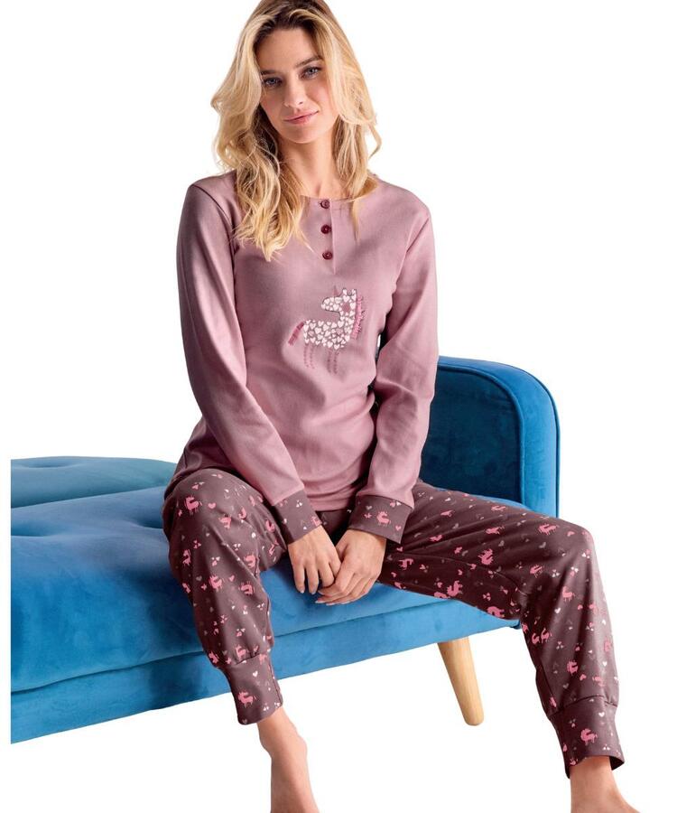 Pigiama donna in jersey di cotone caldo Infiore Magic MGC652824 Infiore
