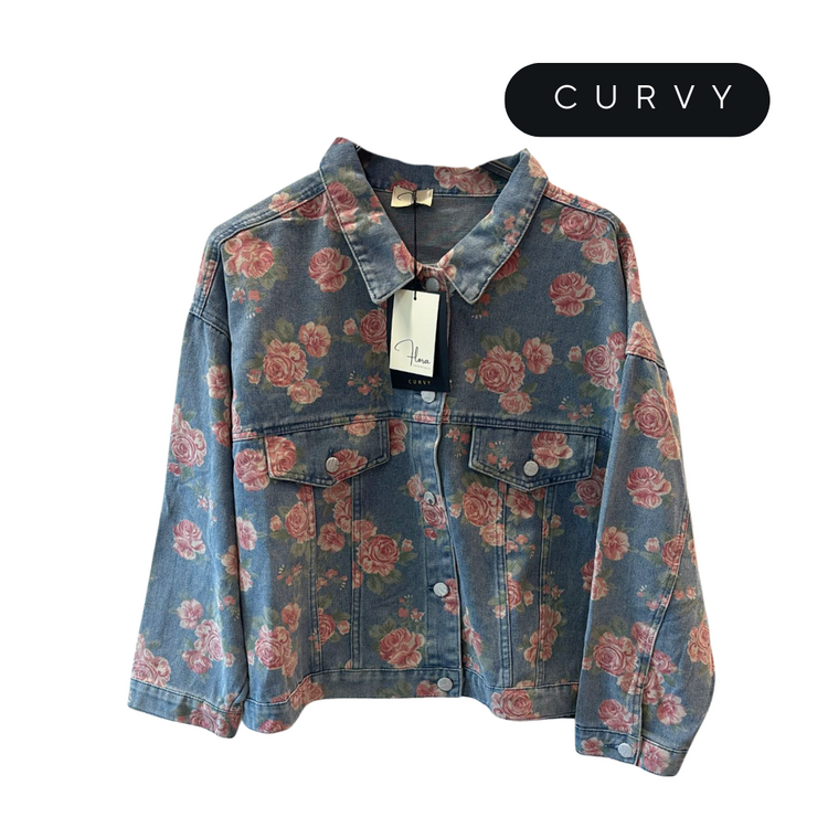 GIACCA DONNA IN DENIM FIORI OVER FLORA CURVY ML0042 FLORA