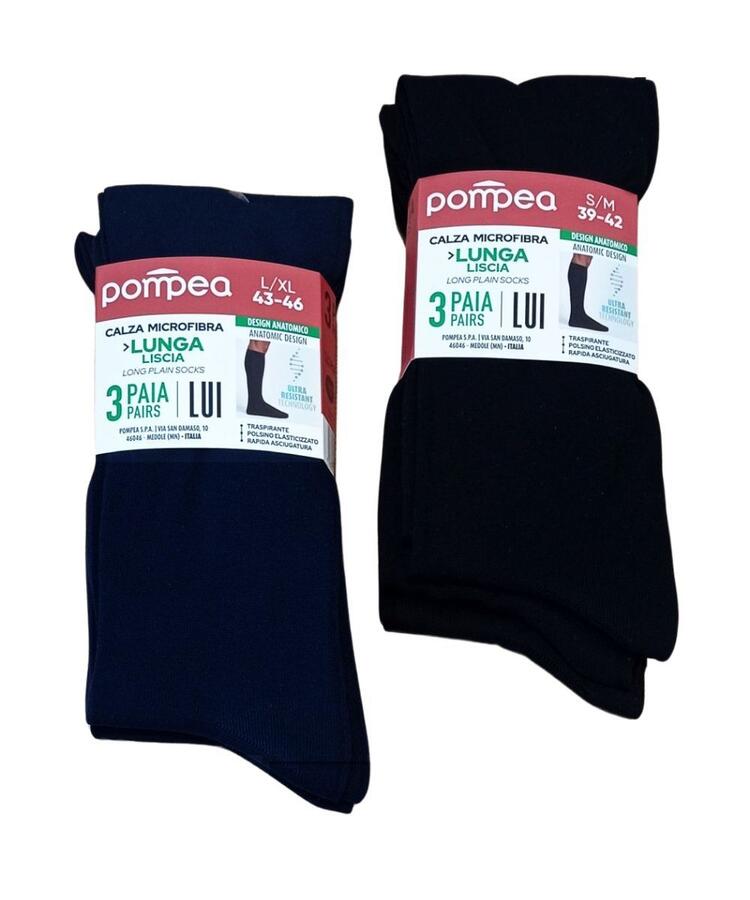 Pompea Smooth L TRI-PACK Mikrofaser-Langsocken für Herren Pompea