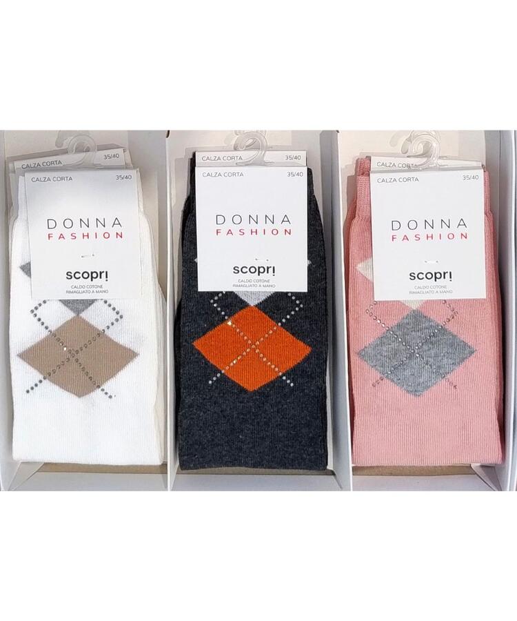 Calzino corto donna in caldo cotone con strass Scopri Prisco Manon Scopri Calze