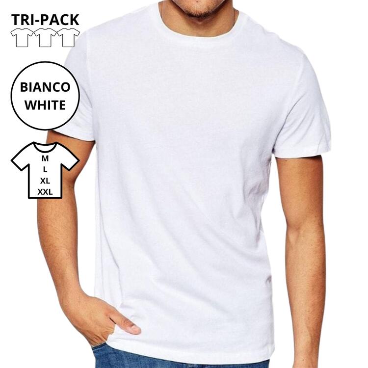 Unisex T-shirt in cotton jersey Map 3001 White TRI-PACK Map